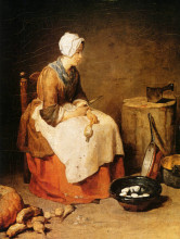 Репродукция картины "the kitchen maid" художника "шарден жан батист симеон"