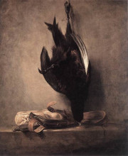 Репродукция картины "still life with dead pheasant and hunting bag" художника "шарден жан батист симеон"