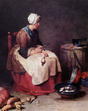 Репродукция картины "woman cleaning turnips" художника "шарден жан батист симеон"