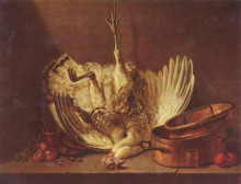 Копия картины "still life&#160;with&#160;turkey&#160;hanged" художника "шарден жан батист симеон"