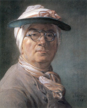 Репродукция картины "self-portrait wearing glasses" художника "шарден жан батист симеон"