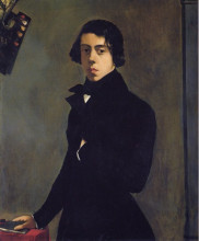 Репродукция картины "self-portrait in a redingote" художника "шассерио теодор"