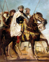 Репродукция картины "ali ben-hamet, caliph of constantine and chief of the haractas, followed by his escort" художника "шассерио теодор"