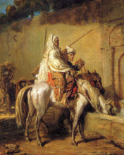 Картина "arabes faisant boire leurs chevaux" художника "шассерио теодор"