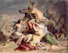 Копия картины "sc&#232;ne de bataille, guerrier gaulois &#224; cheval" художника "шассерио теодор"