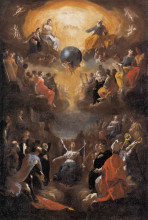 Репродукция картины "adoration of the holy trinity" художника "шёнфельд иоганн генрих"