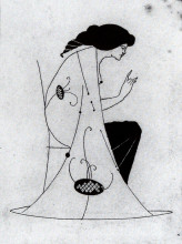 Репродукция картины "seated lady" художника "бёрдслей обри"