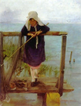 Картина "girl fishing" художника "шерфбек хелена"