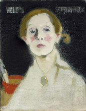Репродукция картины "self-portrait with black background" художника "шерфбек хелена"