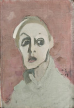 Картина "self-portrait with black mouth," художника "шерфбек хелена"