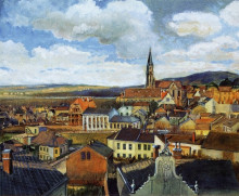 Картина "view from the drawing classroom, klosterneuburg" художника "шиле эгон"