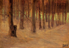 Репродукция картины "forest with sunlit clearing in the background" художника "шиле эгон"