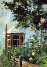 Репродукция картины "house with a bay window in the garden" художника "шиле эгон"