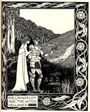 Репродукция картины "sir launcelot and the witch hellawes" художника "бёрдслей обри"