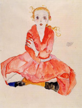 Копия картины "seated girl facing front" художника "шиле эгон"