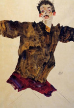 Репродукция картины "self portrait with outstretched arms" художника "шиле эгон"