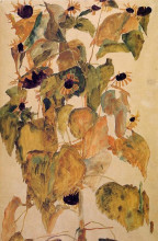Репродукция картины "sunflowers" художника "шиле эгон"