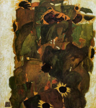 Репродукция картины "sunflowers" художника "шиле эгон"