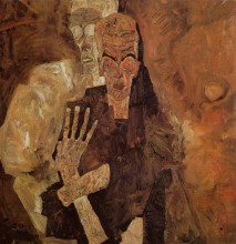 Репродукция картины "the self seers (death and man)" художника "шиле эгон"