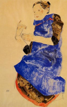 Картина "girl in a blue apron" художника "шиле эгон"