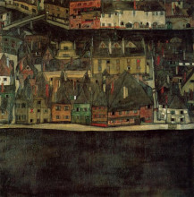 Копия картины "krumau on the molde, the small city" художника "шиле эгон"