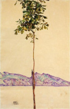 Копия картины "little tree (chestnut tree at lake constance)" художника "шиле эгон"