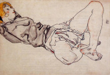 Копия картины "reclining woman with blonde hair" художника "шиле эгон"