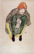 Репродукция картины "crouching figure (valerie neuzil)" художника "шиле эгон"