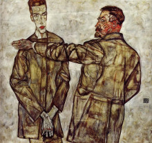 Репродукция картины "double portrait (chief inspector heinrich benesch and his son otto)" художника "шиле эгон"