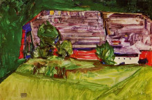 Копия картины "peasant homestead in a landscape" художника "шиле эгон"