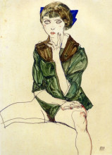 Копия картины "sitting woman in a green blouse" художника "шиле эгон"