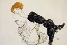 Копия картины "woman in black stockings" художника "шиле эгон"