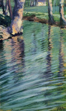 Копия картины "trees mirrored in a pond" художника "шиле эгон"