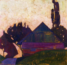 Копия картины "house between trees i" художника "шиле эгон"
