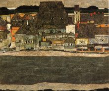 Репродукция картины "houses by the river (the old city)" художника "шиле эгон"