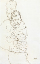 Копия картины "mother and child" художника "шиле эгон"