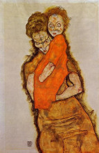 Репродукция картины "mother and child" художника "шиле эгон"