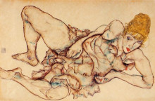Копия картины "reclining woman with blond hair" художника "шиле эгон"