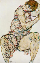 Копия картины "seated woman with her left hand in her hair" художника "шиле эгон"