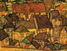 Копия картины "yellow city" художника "шиле эгон"