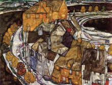 Копия картины "island town (krumau town crescent)" художника "шиле эгон"