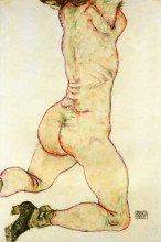 Копия картины "kneeling female nude, back view" художника "шиле эгон"