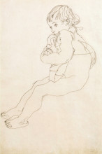 Репродукция картины "sitting child" художника "шиле эгон"