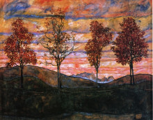 Репродукция картины "four trees" художника "шиле эгон"
