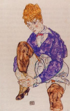 Копия картины "portrait of the artist&#39;s wife seated, holding her right leg" художника "шиле эгон"