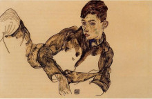 Копия картины "reclining boy leaning on his elbow" художника "шиле эгон"