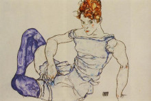 Копия картины "seated woman in violet stockings" художника "шиле эгон"