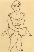 Репродукция картины "sitting woman" художника "шиле эгон"