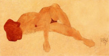 Репродукция картины "reclining female nude" художника "шиле эгон"