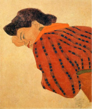 Картина "reclining woman with red blouse" художника "шиле эгон"